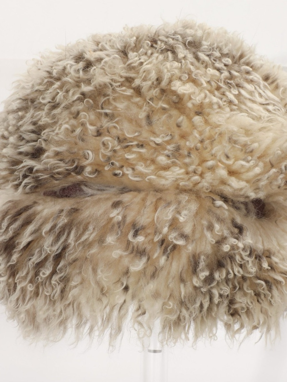 Vintage Gwen Pennington Cream/Black Genuine Curly Shearling fur Topper Hat